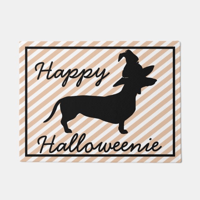 Felpudo Dachshund feliz de Halloweenie Halloween (Anverso)