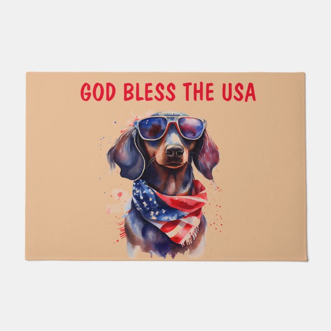 FELPUDO DACHSHUND INDEPENDENCE DAY DOORMAT (Anverso)