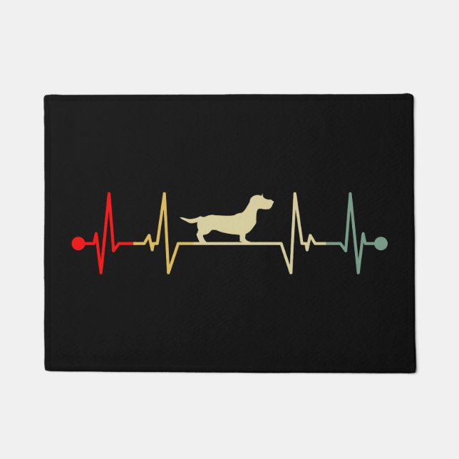 Felpudo Dachshund Mom Heartbeat Vintage Retro (Anverso)