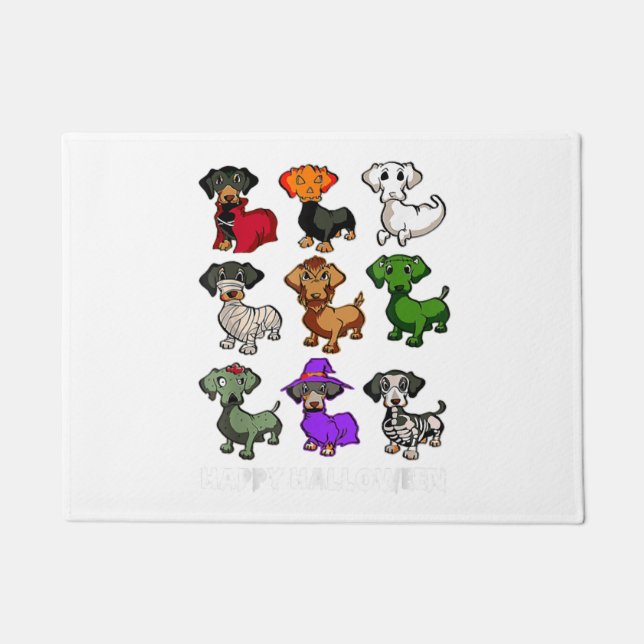 Felpudo Dachshund Perro Halloween Feliz Halloween (Anverso)