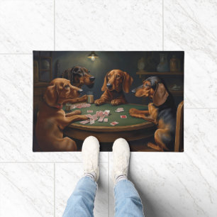 Felpudo Dachshund Perros Jugando Arte De Póquer