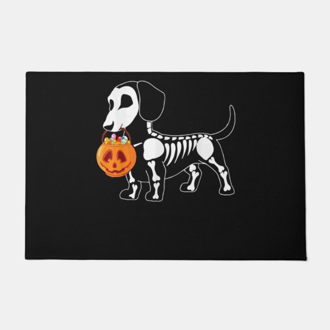 Felpudo Dachshund Skeleton Halloween (Anverso)