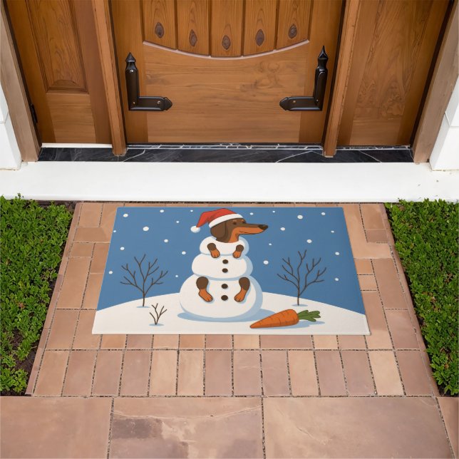 Felpudo Dachshund Snowman Christmas Doormat (Exterior)