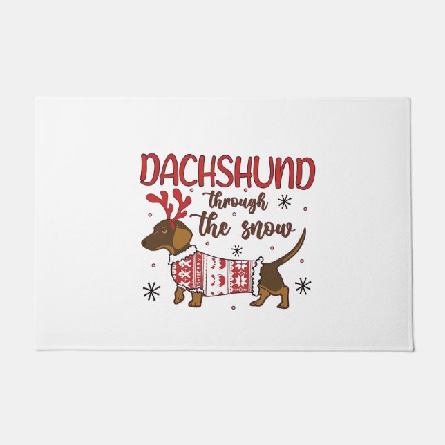 Felpudo Dachshund Through The Snow Christmas Dog Lover (Anverso)