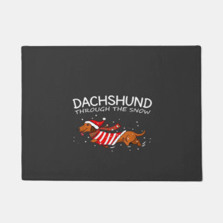 Felpudo Dachshund Through The Snow Funny Dog Christmas Cla