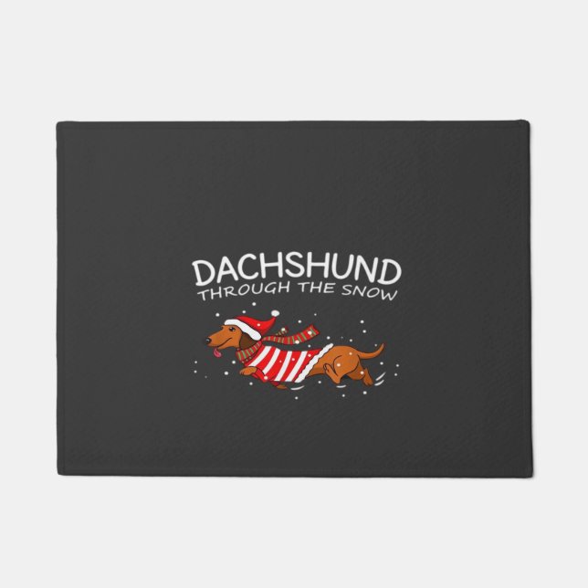 Felpudo Dachshund Through The Snow Funny Dog Christmas Cla (Anverso)