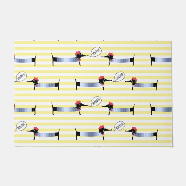 Felpudo Dachshund Wiener Dog Bonjour Door Mat (Anverso)