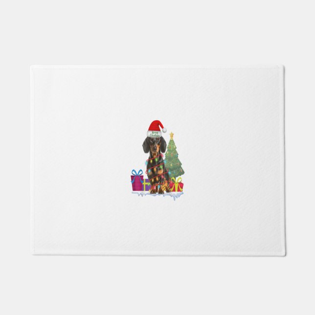 Felpudo dachshund wiener perro navidades feas suéter (Anverso)