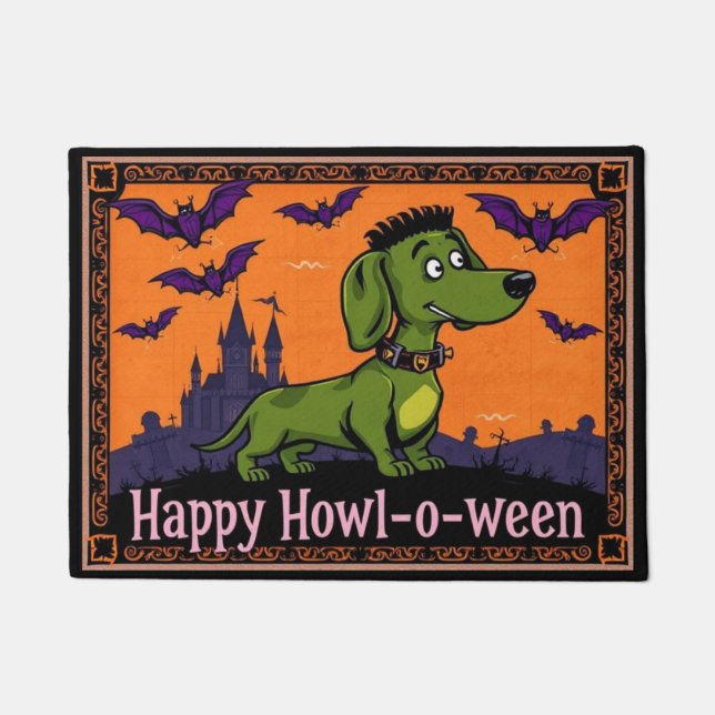 Felpudo Dachshundstein Happy Howl-o-ween (Anverso)