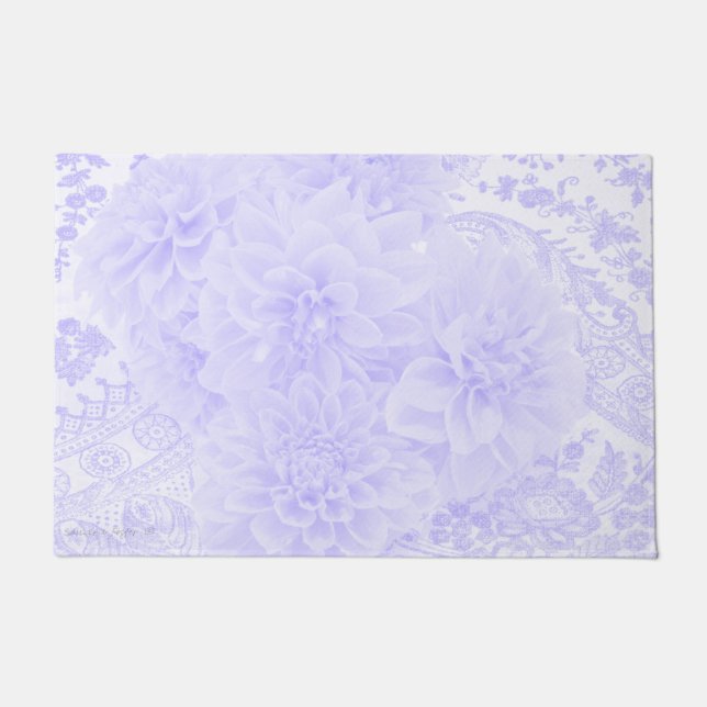 Felpudo Dahlias En Azul (Anverso)