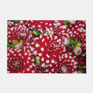 Felpudo Dahlias rojas y blancas