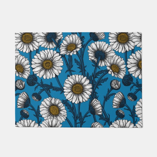 Felpudo Daisies en azul (Anverso)