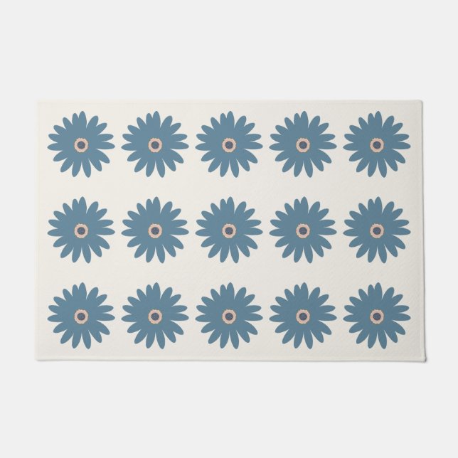 Felpudo Daisy Azul y Crema (Anverso)
