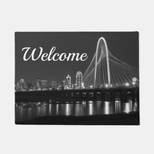 Felpudo Dallas Bridge View Grayscale Welcome Doormat