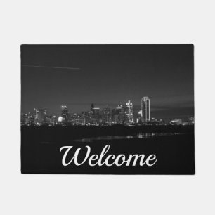 Felpudo Dallas Skyline Dawn Pano Grayscale Welcome Doormat