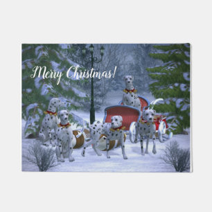 Felpudo Dalmatians, trineo y navidad personalizados de la