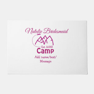 Felpudo Dama de honor de campamento rosa agregar nombre fe