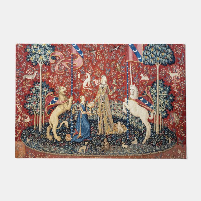 Felpudo Dama y unicornio, sabor (Anverso)