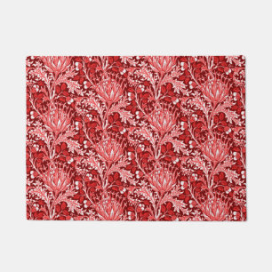 Felpudo Damasco William Morris, rojo oscuro y blanco