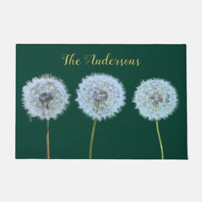 Felpudo Dandelions Dandelion Clocks Green Personalizado (Anverso)