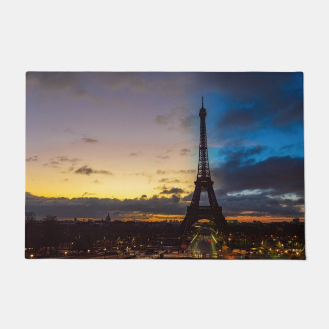 Felpudo De noche a día sobre la torre Eiffel de Trocadero (Anverso)