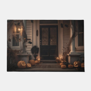 Felpudo Decoración alegre de porche de Halloween con calab