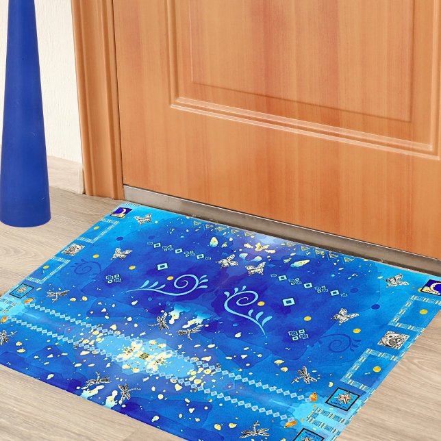 Felpudo Decoración Art Deco Mexicano Misty Blue (Subido por el creador)