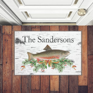 Felpudo Decoración de pesca de mosca, Navidades de trucha