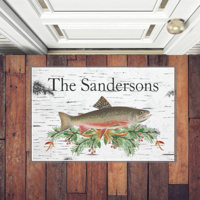 Felpudo Decoración de pesca de mosca, Navidades de trucha (Subido por el creador)