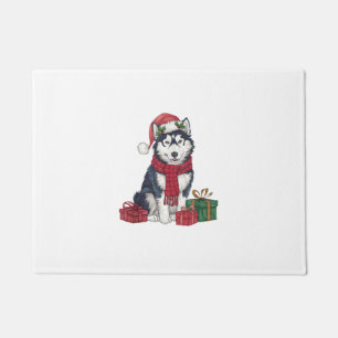 Felpudo Decoración Fiesta Santa Alaskan Husky Dog Chris