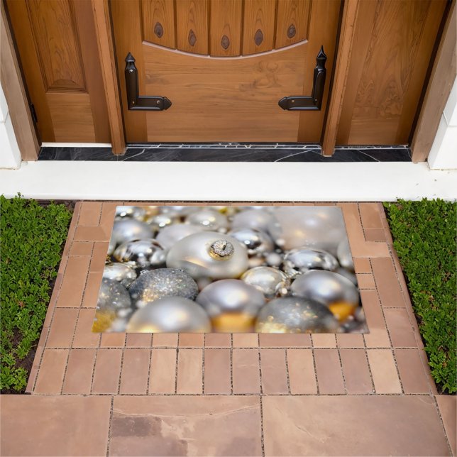 Felpudo Decoración plateada de navidades (Exterior)