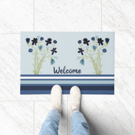 Felpudo Decorativo Floral Azul