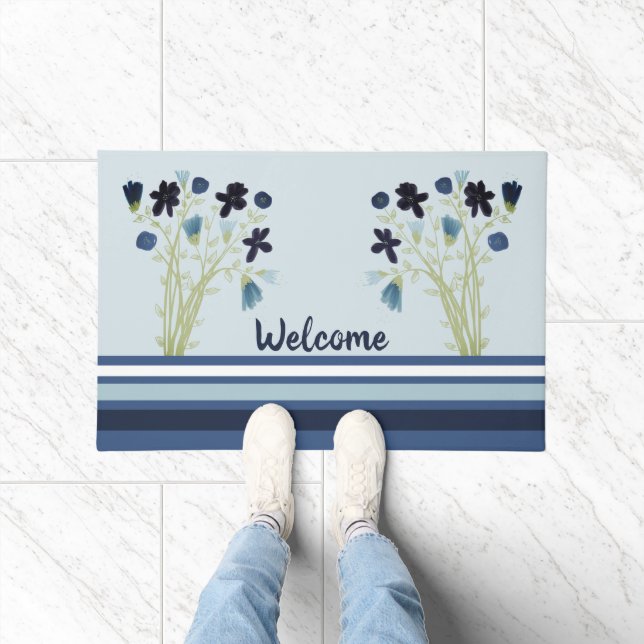 Felpudo Decorativo Floral Azul (Interior)