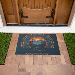 Felpudo Dedo Sunset Dot Personalizado Vintage Wilderness