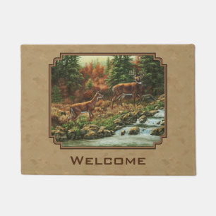 Felpudo Deer and Stream Waterfall Tan