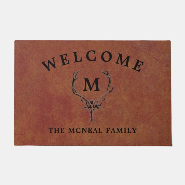 Felpudo Deer Antlers Faux Leather (Anverso)