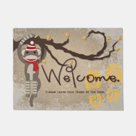 Felpudo Deje sus zapatos en el mono del calcetín de la