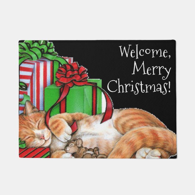 Felpudo del navidad del gatito (Anverso)