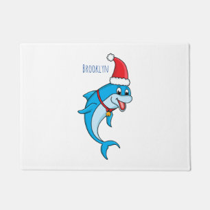 Felpudo Delfín lindo con personalizado de Santa hat