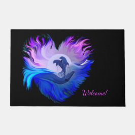 Felpudo Delfines bajo la luz de la luna, corazón