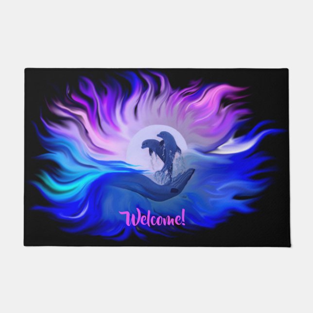 Felpudo Delfines en la luna (Anverso)