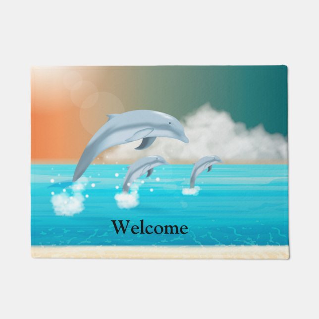 Felpudo delfines respirando en el océano (Anverso)