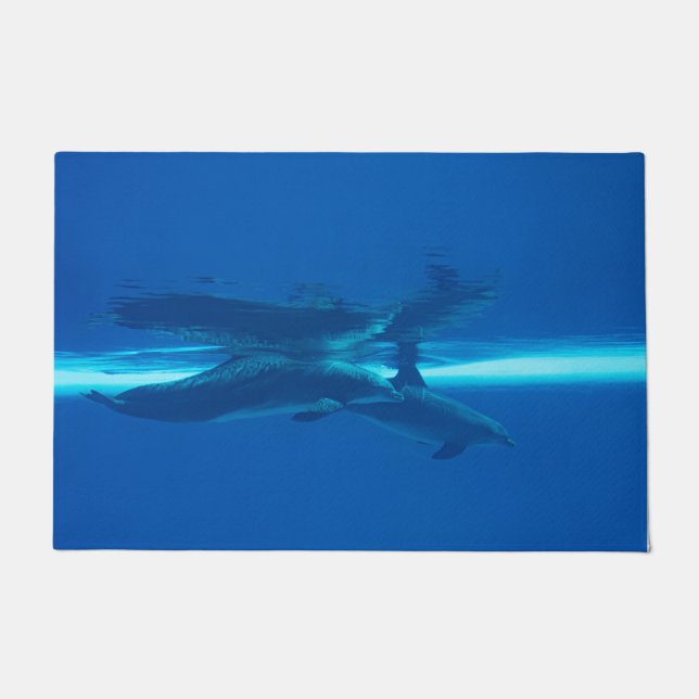 Felpudo Delfines y reflexión, océano azul (Anverso)