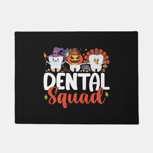 Felpudo Dental Squad Tooth Dentive Acción de Gracias Hallo (Anverso)