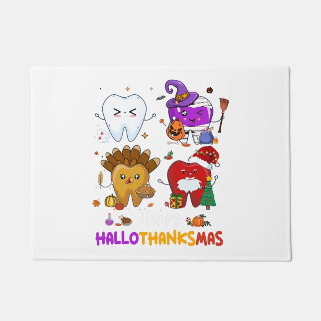 Felpudo Dentist Happy Hallothanksma Halloween Acción de Gr (Anverso)