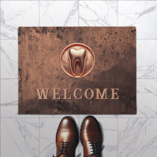 Felpudo Dentista Vintage Copper Tooth Logo Dental Office