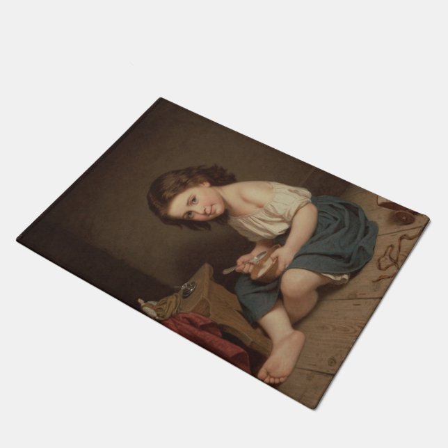 Felpudo Desayuno de Chica joven y agradable (Arte de época (Angular)