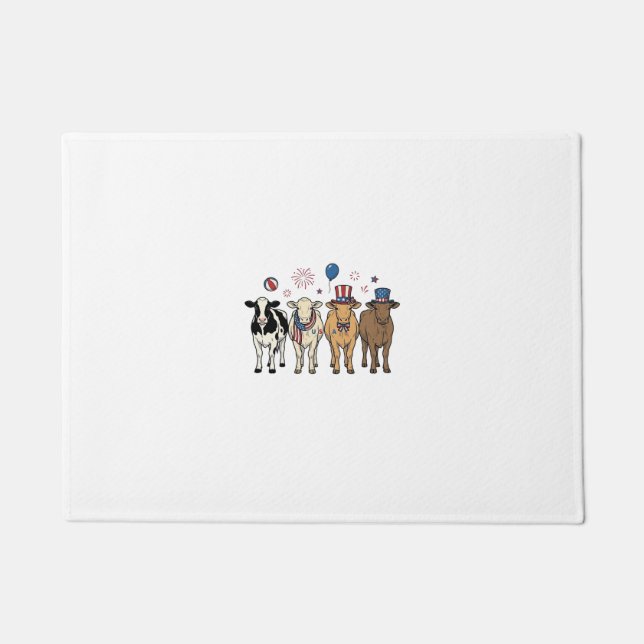 Felpudo Desfile de vacas patrióticas Diseño de camiseta ve (Anverso)
