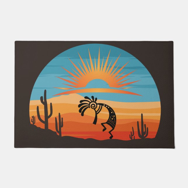 Felpudo Desierto del suroeste Sun Kokopelli Doormat (Anverso)