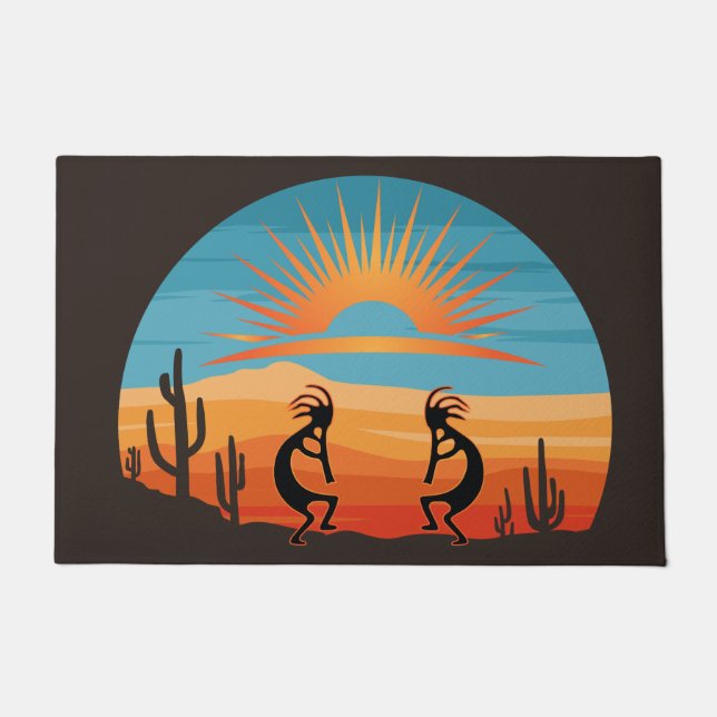 Felpudo Desierto del suroeste Sun Kokopelli Doormat (Anverso)